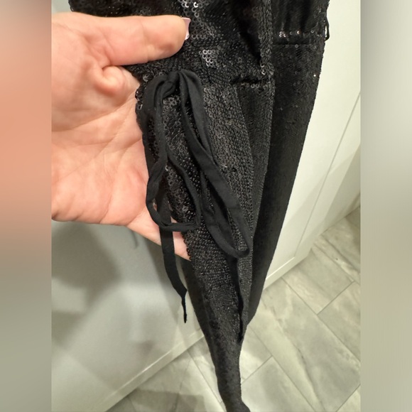 Sexy Free People Black Sequin Racerback, Spaghetti Strap Jumpsuit, Medium - NWOT - Picture 7 of 11